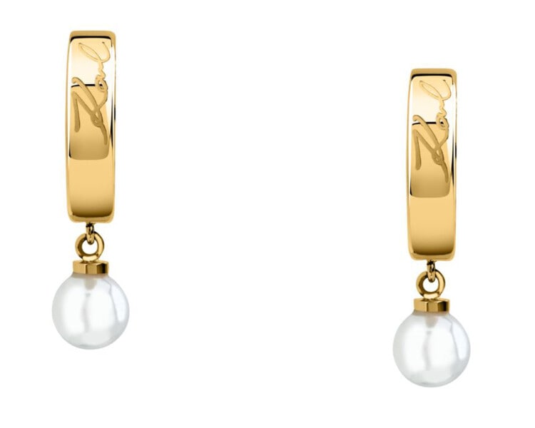 Kolczyki ze stali szlachetnej z perłami - logo Karl Lagerfeld