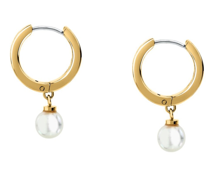 Kolczyki ze stali szlachetnej z perłami - logo Karl Lagerfeld