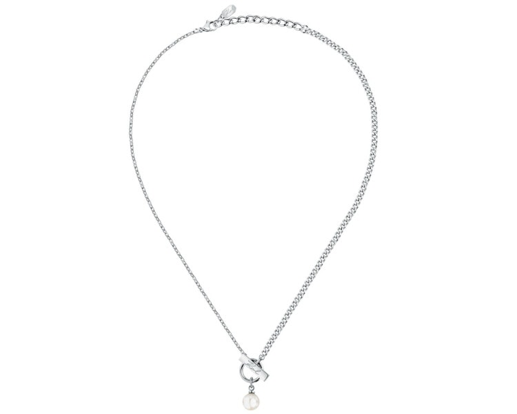 Náhrdelník z ušlechtilé oceli s perlou -  Karl Lagerfeld