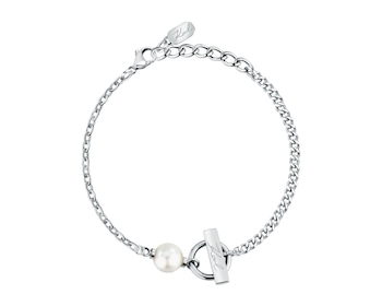 Bransoletka ze stali szlachetnej z perłą - logo Karl Lagerfeld