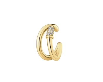 Pozlacená stříbrná záušnice se zirkony