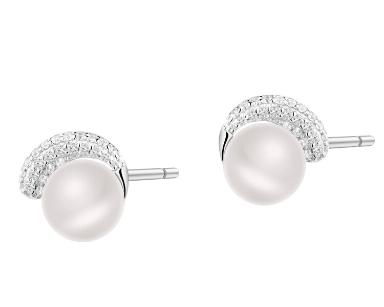 Kolczyki srebrne z perłami cyrkoniami