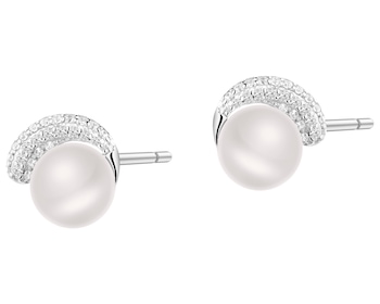 Stříbrné náušnice s perlami a zirkony