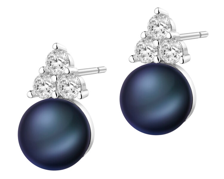 Stříbrné náušnice s perlami a zirkony