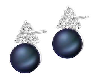 Stříbrné náušnice s perlami a zirkony