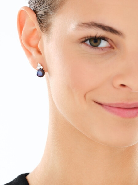 Stříbrné náušnice s perlami a zirkony