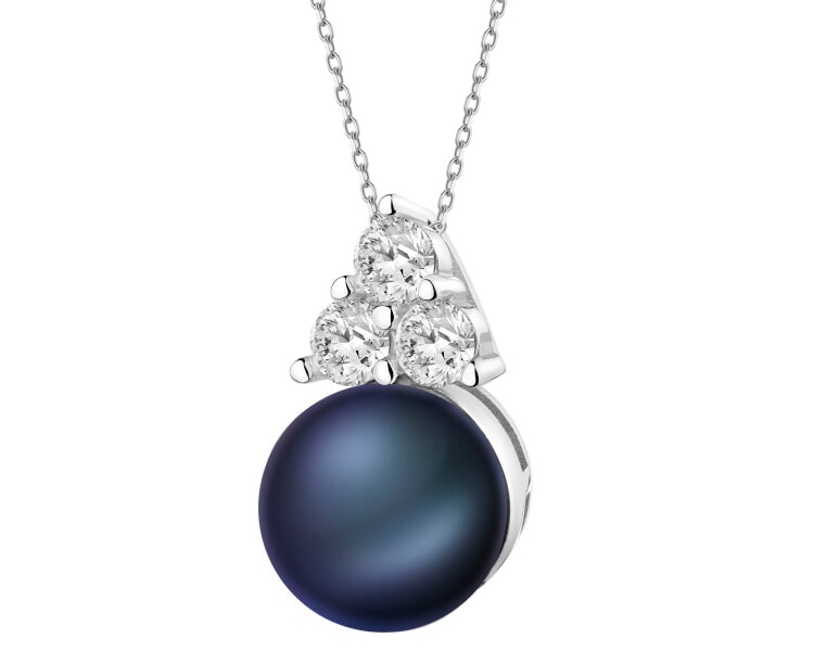 Stříbrný přívěsek s perlou a zirkony