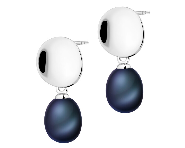 Kolczyki srebrne z perłami - koła