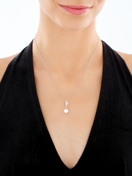 Zawieszka srebrna z perłą i cyrkoniami