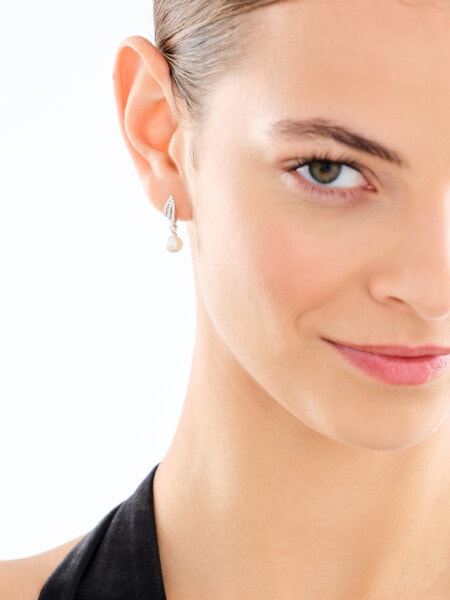 Kolczyki srebrne z perłami i cyrkoniami