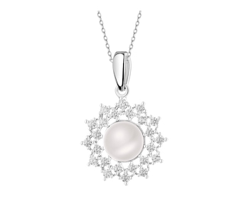 Zawieszka srebrna z perłą i cyrkoniami