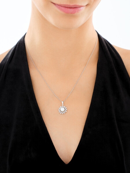 Zawieszka srebrna z perłą i cyrkoniami