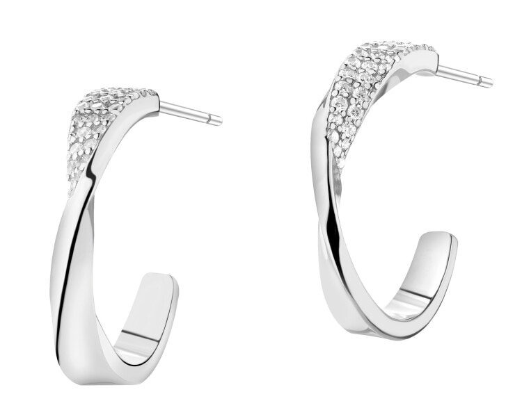 Kolczyki srebrne z cyrkoniami - koła