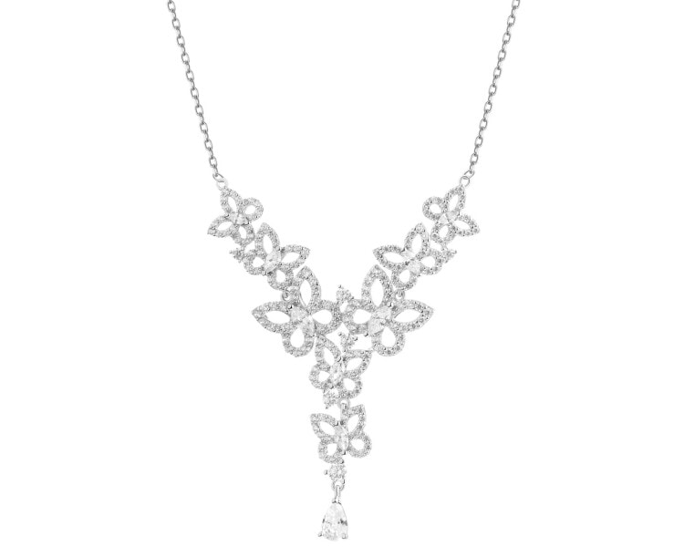 Stříbrný náhrdelník se zirkony - motýli
