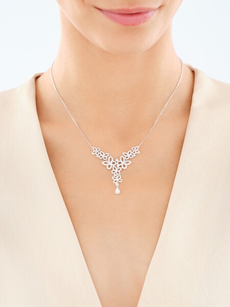 Stříbrný náhrdelník se zirkony - motýli