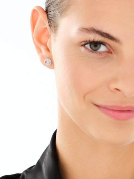 Kolczyki srebrne z cyrkoniami - koła, serca