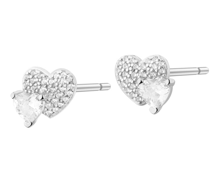 Kolczyki srebrne z cyrkoniami - serca