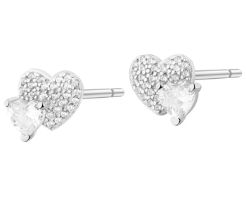 Kolczyki srebrne z cyrkoniami - serca
