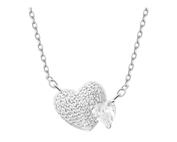 Naszyjnik srebrny z cyrkoniami - serca