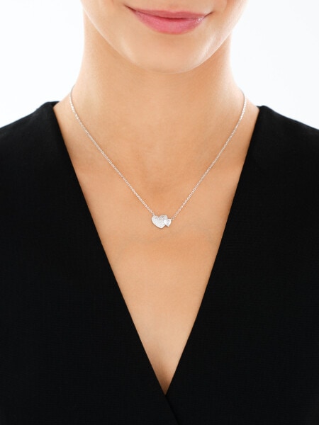 Naszyjnik srebrny z cyrkoniami - serca