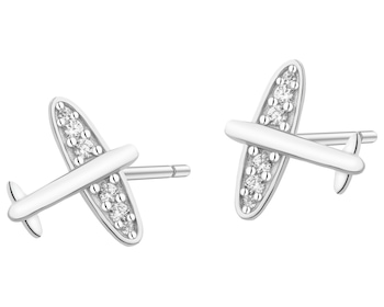 Kolczyki srebrne z cyrkoniami - samoloty