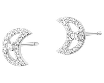 Stříbrné náušnice se zirkony - měsíce