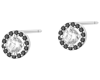 Stříbrné náušnice se zirkony - kroužky