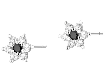 Stříbrné náušnice se zirkony - květy