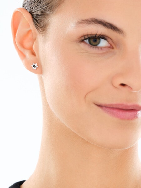 Kolczyki srebrne z cyrkoniami - kwiaty