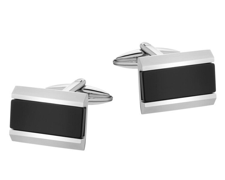 Spinki do mankietów ze stali szlachetnej z onyksami