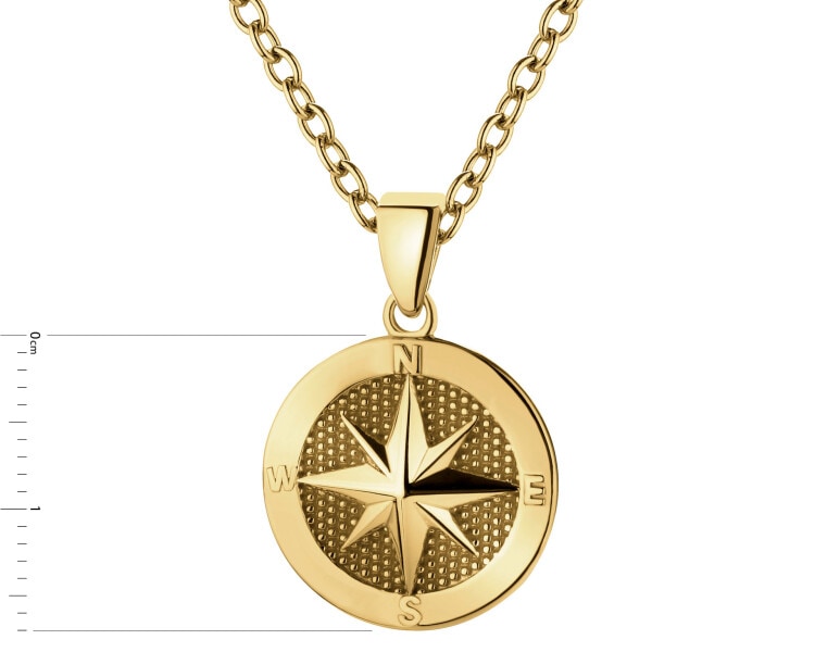 Naszyjnik srebrny pozłacany - kompas