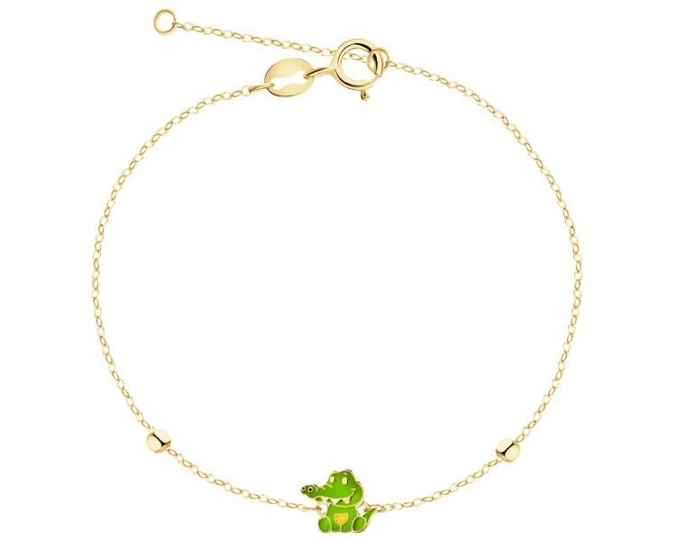 Złota bransoletka z emalią- krokodyl