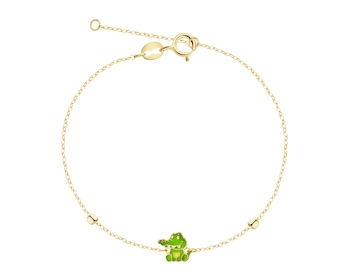 Złota bransoletka z emalią- krokodyl