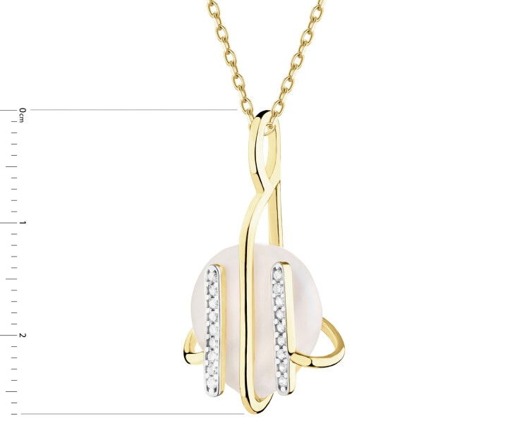 Złota zawieszka z perłą i cyrkoniami