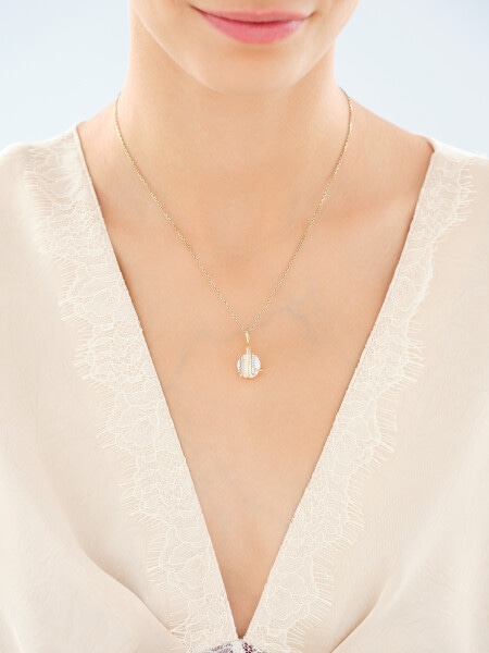 Złota zawieszka z perłą i cyrkoniami