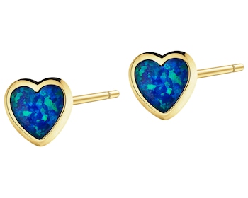 Złote kolczyki z opalitami - serca