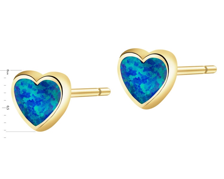 Zlaté náušnice s opality - srdce