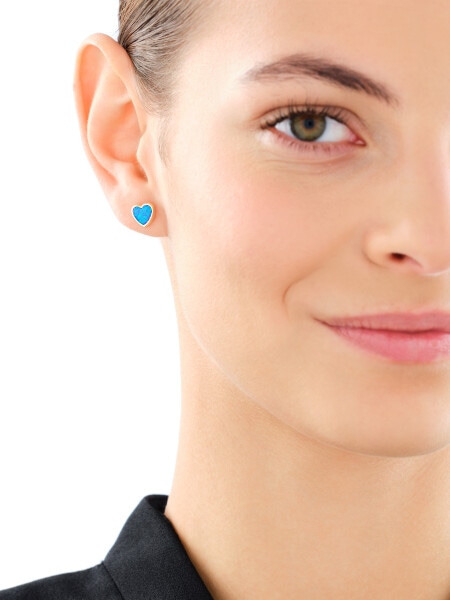 Złote kolczyki z opalitami - serca