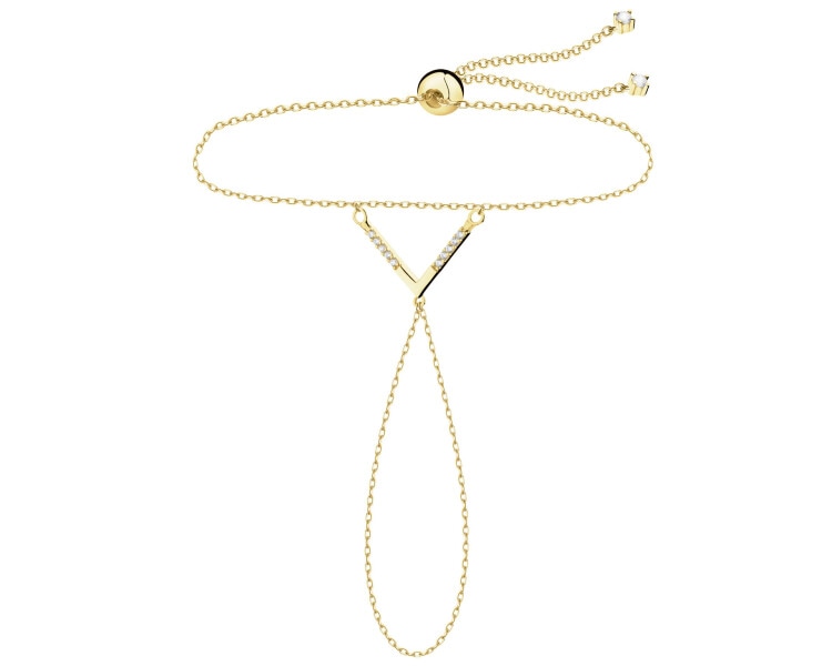 Złota bransoletka na palec z cyrkoniami