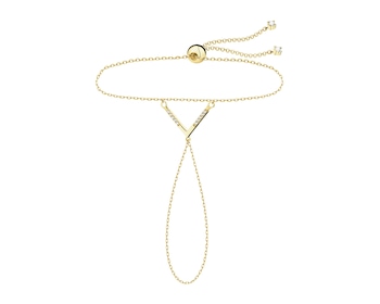 Złota bransoletka na palec z cyrkoniami