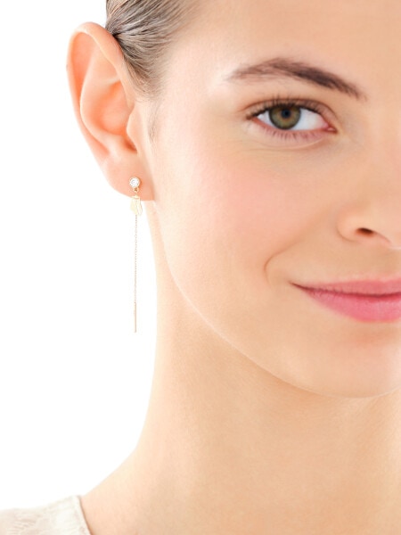 Złote kolczyki z cyrkoniami- sowy