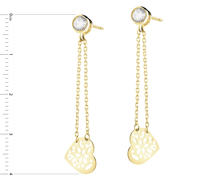 Zlaté náušnice se zirkony - srdce