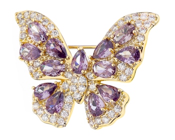 Pozlacený náhrdelník z mosazi se zirkony - motýl