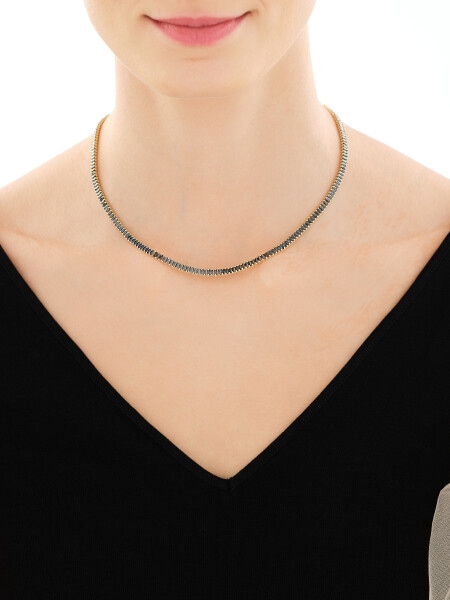 Pozlacený náhrdelník z mosazi se zirkony