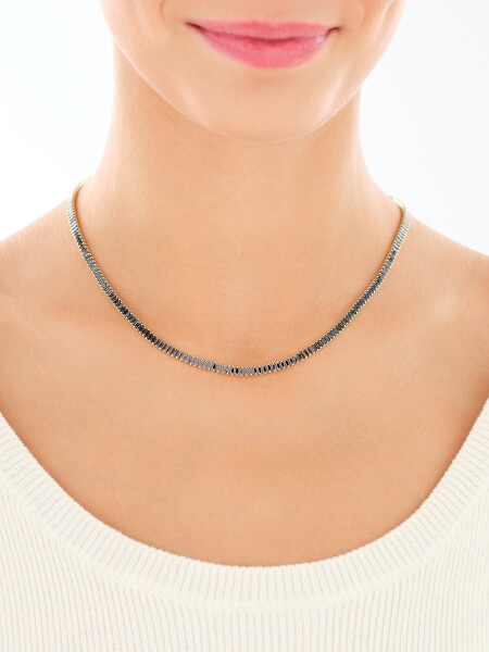 Naszyjnik z mosiądzu pozłacany z cyrkoniami