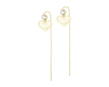 Złote kolczyki z cyrkoniami- serca