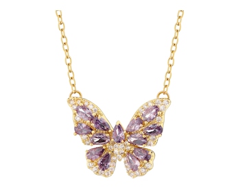 Pozlacený náhrdelník z mosazi se zirkony - motýl