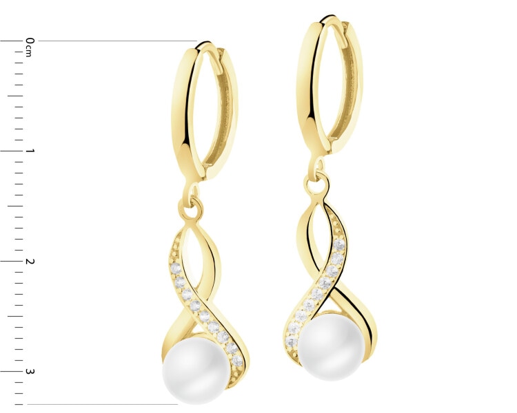 Zlaté náušnice s perlami a zirkony