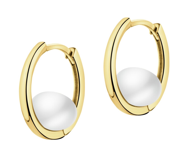 Złote kolczyki z perłami- koła