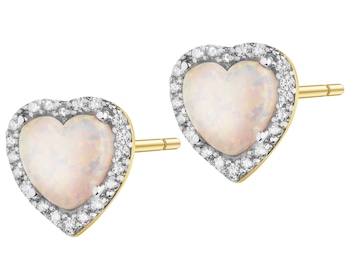 Złote kolczyki z opalitami - serca